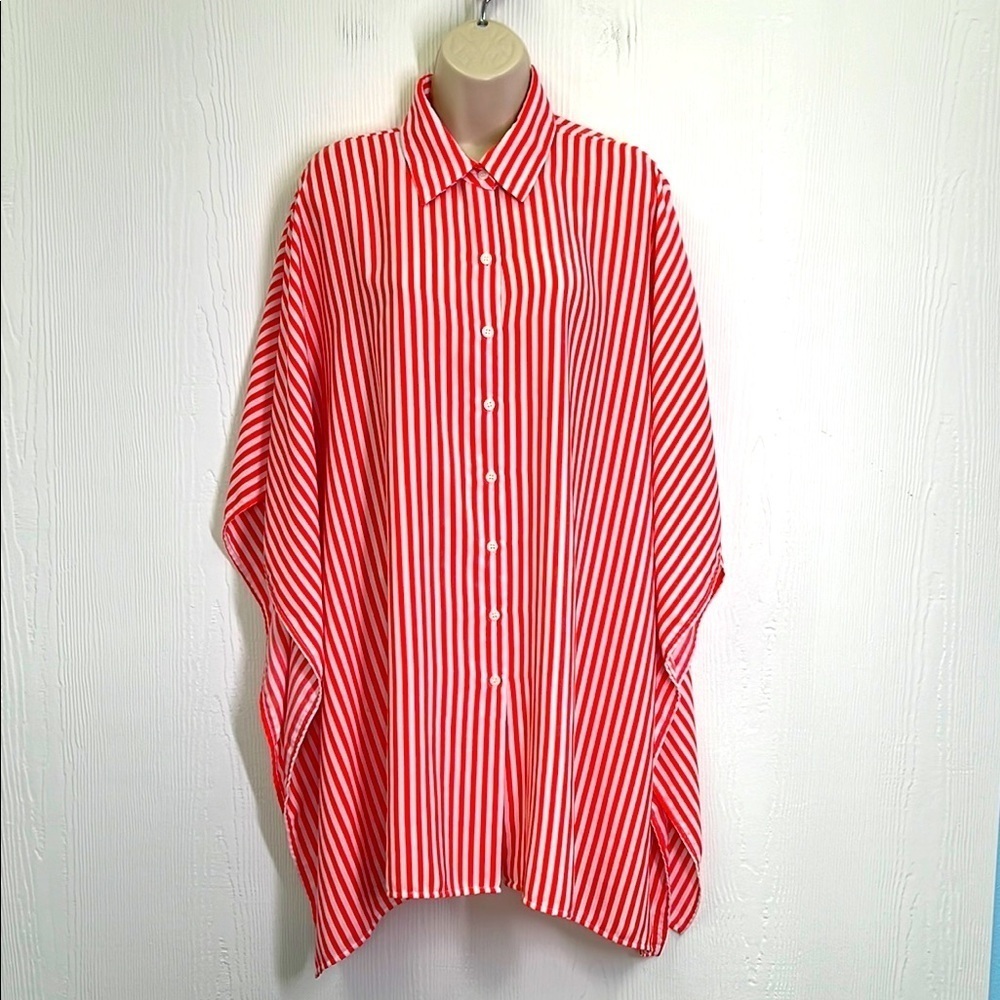 Tommy Bahama - Bright Fun Stripe Button Down Flowy Blouse Size Onesize